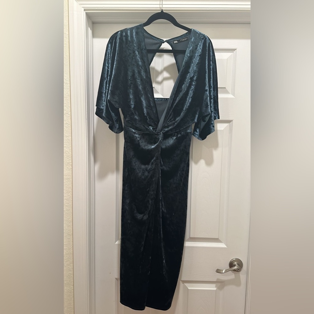 Velvet navy midi dress